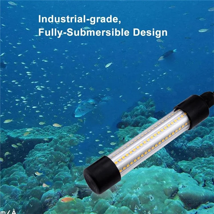 Lampe de pêche sous-marine LED avec câble de 5m, Lampe d'attraction de poissons étanche haute luminosité avec pince - Lumière verte 13W