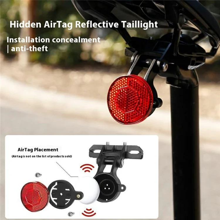 For AirTag Bicycle Tail Light Adjustable Angle Night Cycling Warning Lamp for Mountain Road Bike (Without Airtag) - ATG01