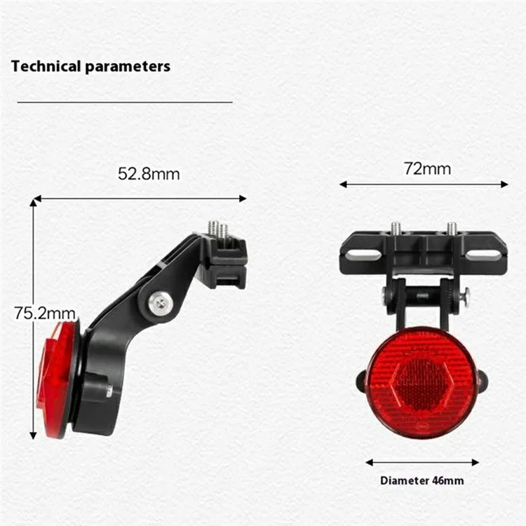 For AirTag Bicycle Tail Light Adjustable Angle Night Cycling Warning Lamp for Mountain Road Bike (Without Airtag) - ATG01