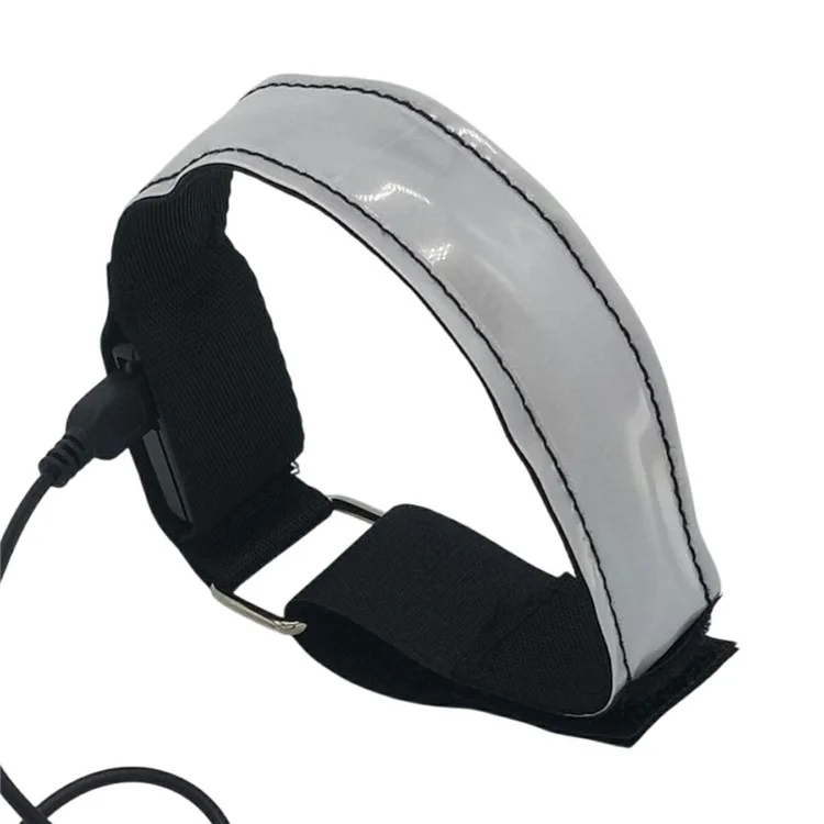 Rechargeable LED Armband Outdoor Sports Night Running Safety LED Light Arm Band - White