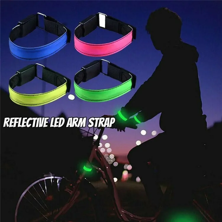 Rechargeable LED Armband Outdoor Sports Night Running Safety LED Light Arm Band - White