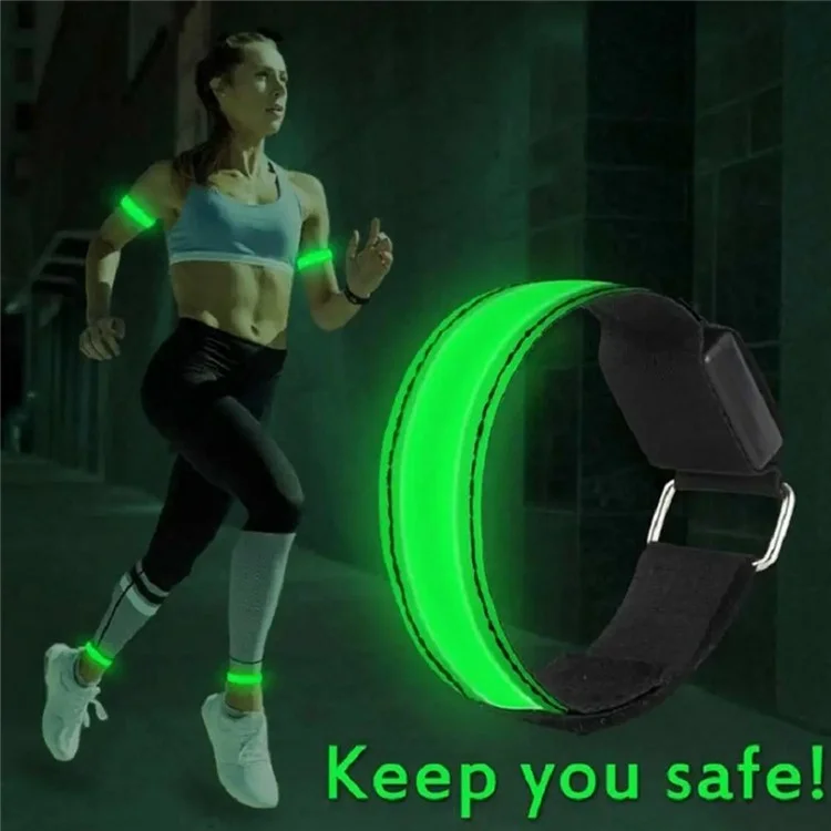 Rechargeable LED Armband Outdoor Sports Night Running Safety LED Light Arm Band - White
