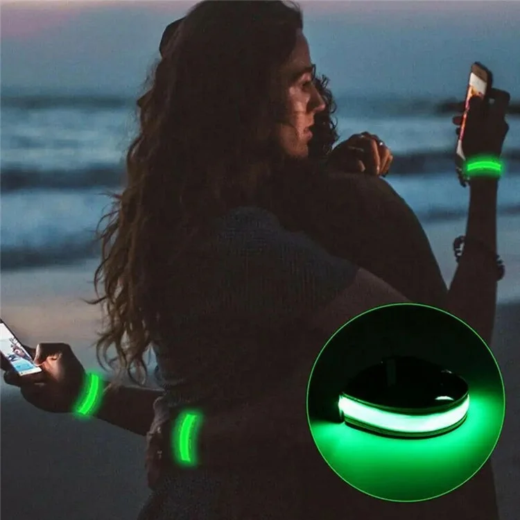 Rechargeable LED Armband Outdoor Sports Night Running Safety LED Light Arm Band - White