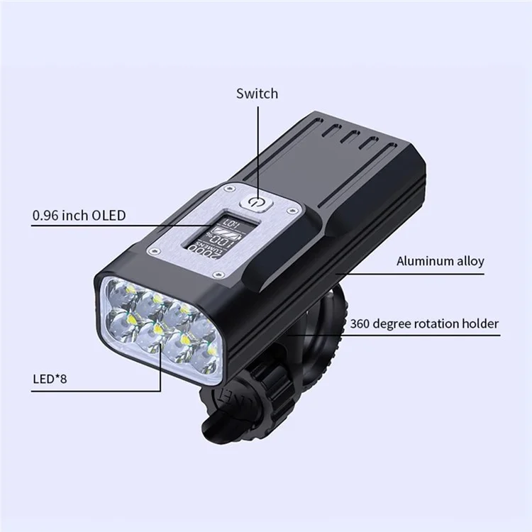 NATFIRE GTR60 Bicycle Front Light Mountain Bike Night Cycling Rechargeable High Brightness Headlight