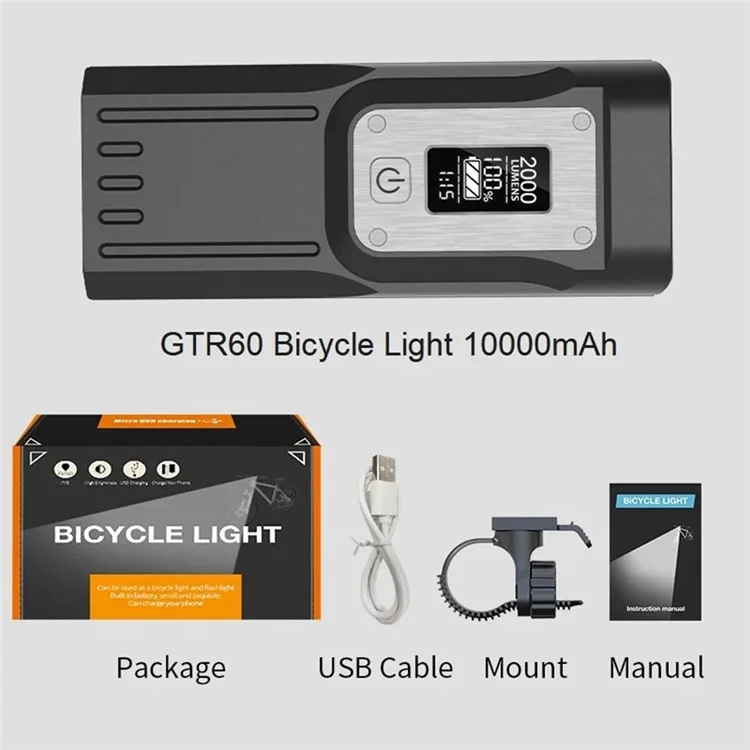 NATFIRE GTR60 Bicycle Front Light Mountain Bike Night Cycling Rechargeable High Brightness Headlight