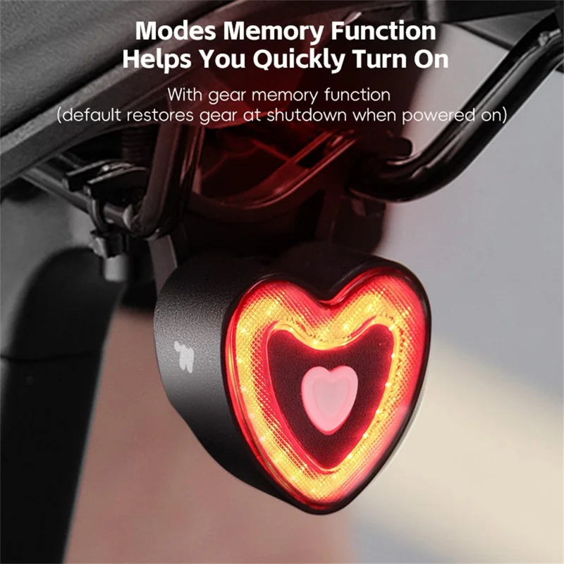 WEST BIKING YP0701481 Умный велосипедный задний фонарь в форме сердца с датчиком торможения для безопасности при езде