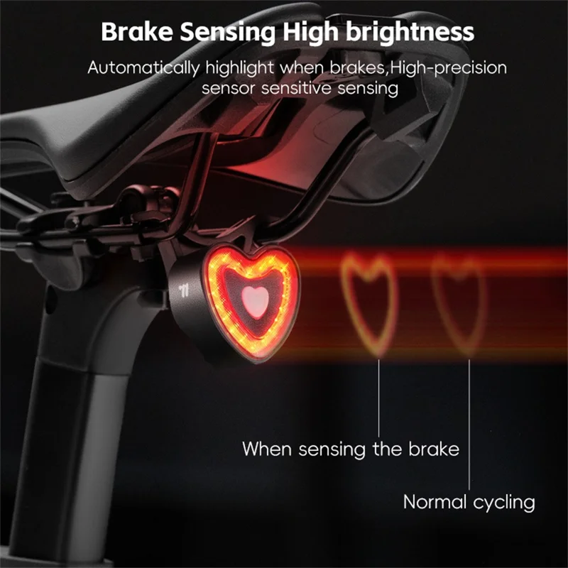 WEST BIKING YP0701481 Умный велосипедный задний фонарь в форме сердца с датчиком торможения для безопасности при езде
