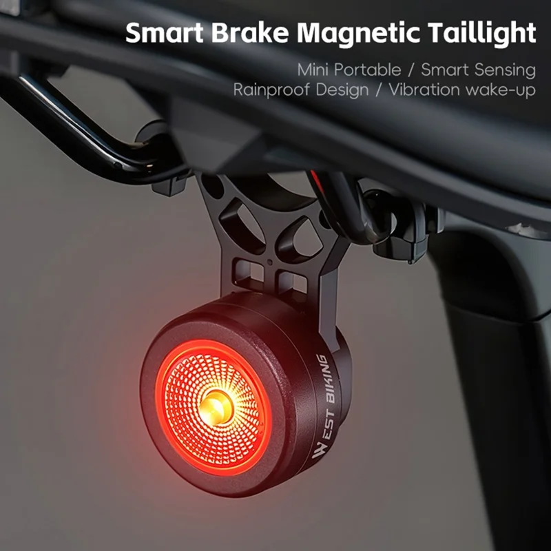 WEST BIKING Feu arrière intelligent pour vélo - Détection magnétique de freinage, Éclairage de sécurité pour cyclisme - Type arceau de selle