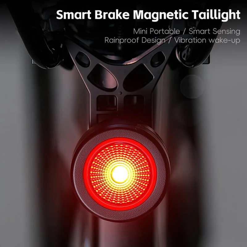 WEST BIKING Feu arrière intelligent pour vélo - Détection magnétique de freinage, Éclairage de sécurité pour cyclisme - Type arceau de selle