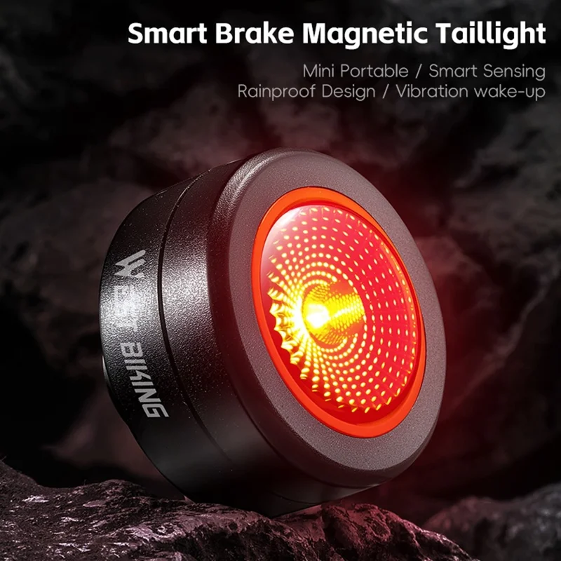 WEST BIKING 0701478B0000 Fahrrad Smart Magnetisches Rücklicht für Mountainbike und Rennrad mit Brems-Erkennungs-Warnlampe