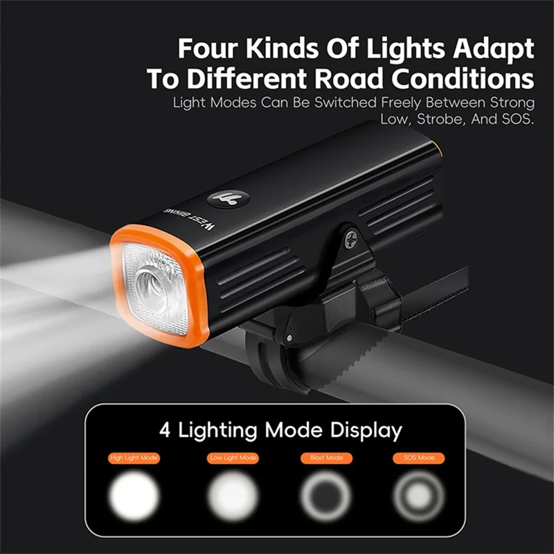 WEST BIKING YP0701473 Bicycle Night Riding Front Light Aluminum Alloy MTB Road Bike High Brightness Light