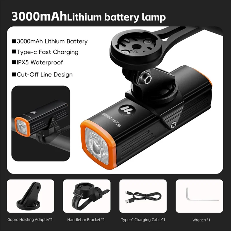 WEST BIKING YP0701473 Bicycle Night Riding Front Light Aluminum Alloy MTB Road Bike High Brightness Light