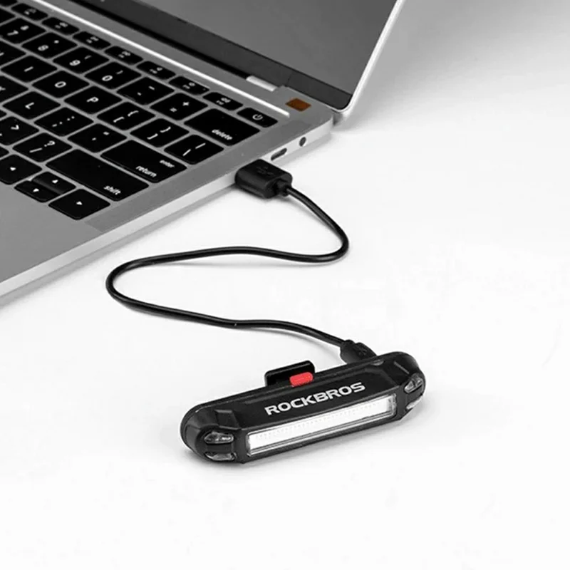 ROCKBROS Mountain Bike USB Rechargeable Tail Light Super Bright Waterproof Safety Warning Lamp - Red+White+Blue