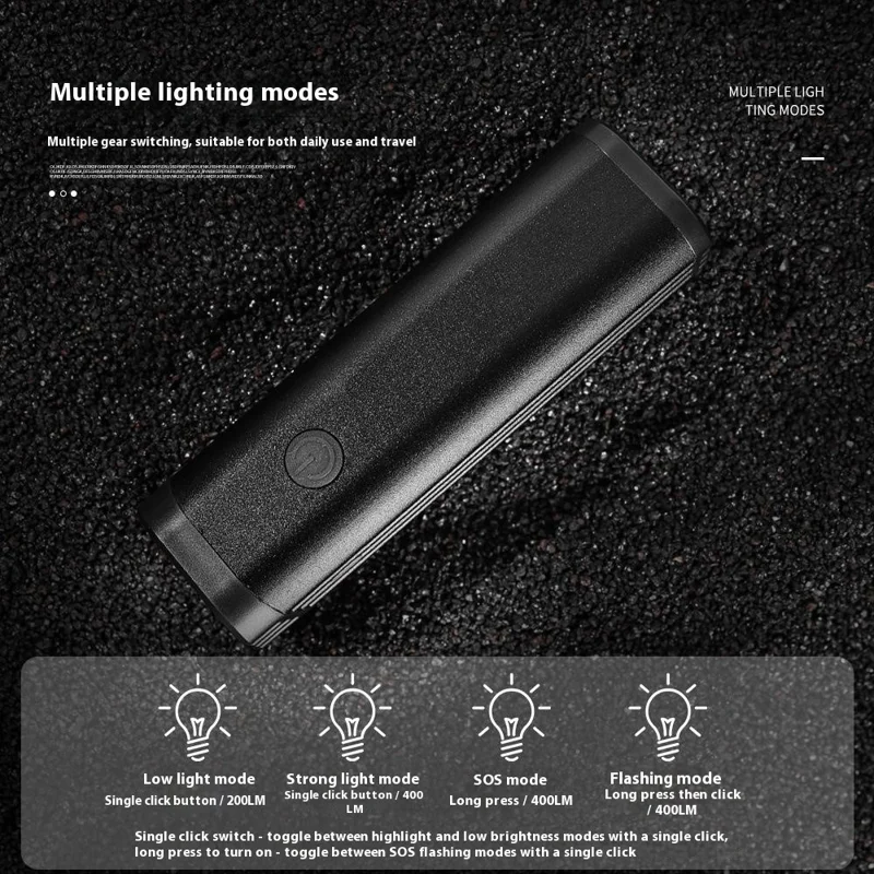 210-1 400 Lumen Fahrradlicht vorne Lenkerlampe USB wiederaufladbar Aluminiumlegierung Taschenlampe für Nachtradfahren