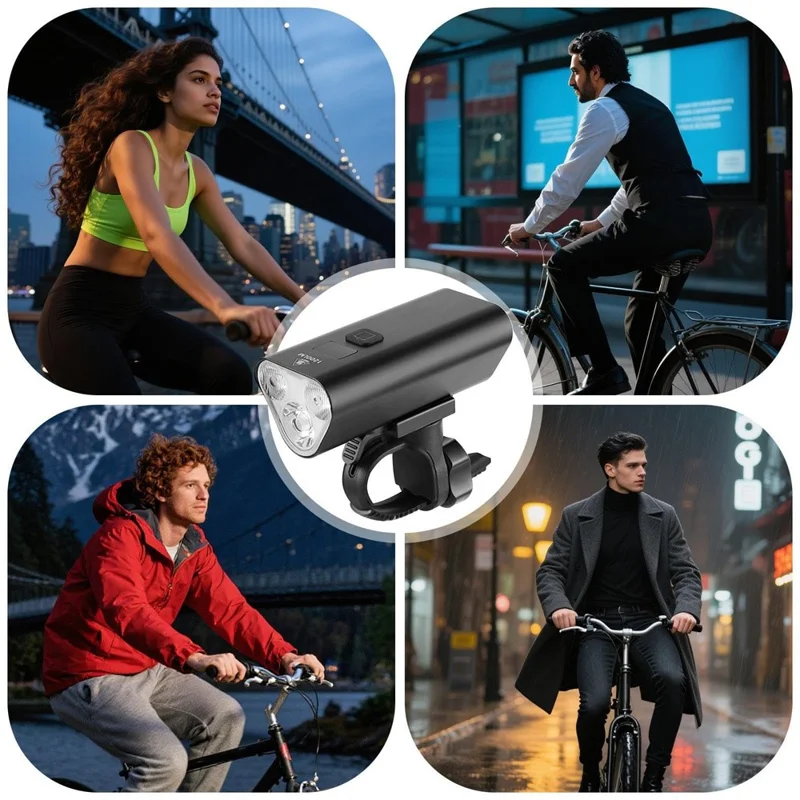 BENGGUO BG-1946 Mountain Bike Luce Anteriore in Lega di Alluminio 6 Modalità Display Digitale Lampada per Guida Notturna