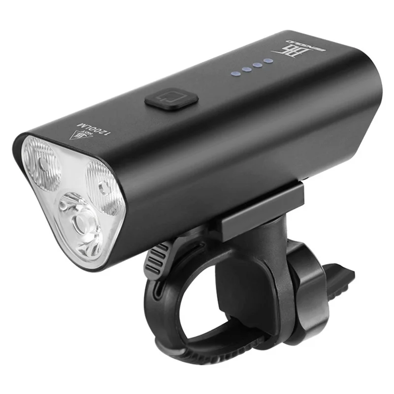 BENGGUO BG-1940 Bicycle Mountain Bike Aluminum Alloy Front Light Night Riding Lamp with Battery Indicator