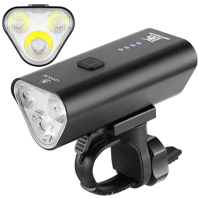 BENGGUO BG-1940 Bicycle Mountain Bike Aluminum Alloy Front Light Night Riding Lamp with Battery Indicator