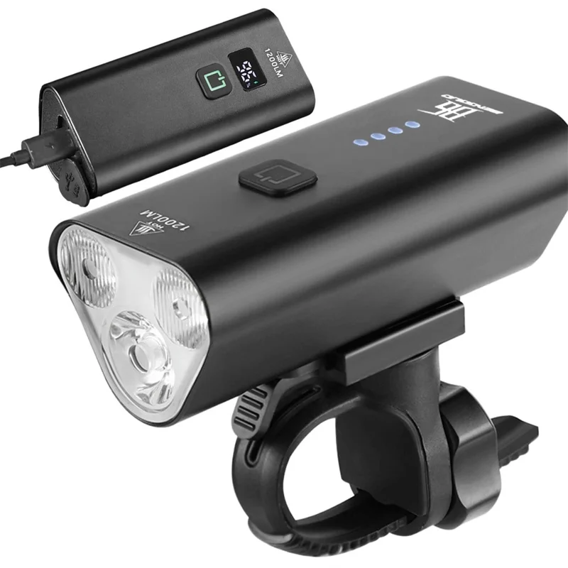 BENGGUO BG-1940 Bicycle Mountain Bike Aluminum Alloy Front Light Night Riding Lamp with Battery Indicator