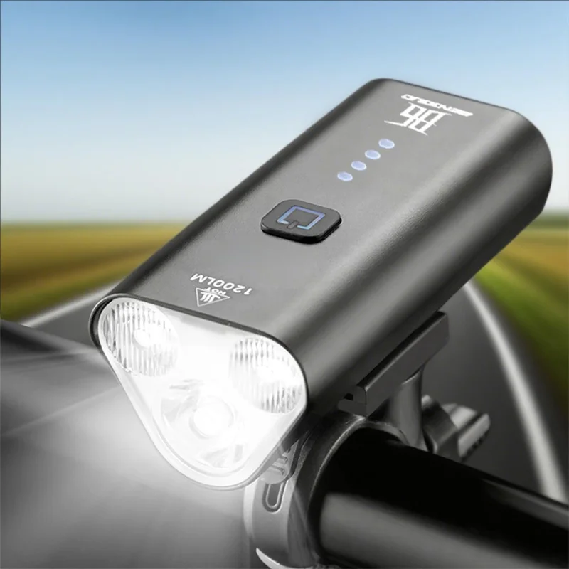 BENGGUO BG-1940 Bicycle Mountain Bike Aluminum Alloy Front Light Night Riding Lamp with Battery Indicator