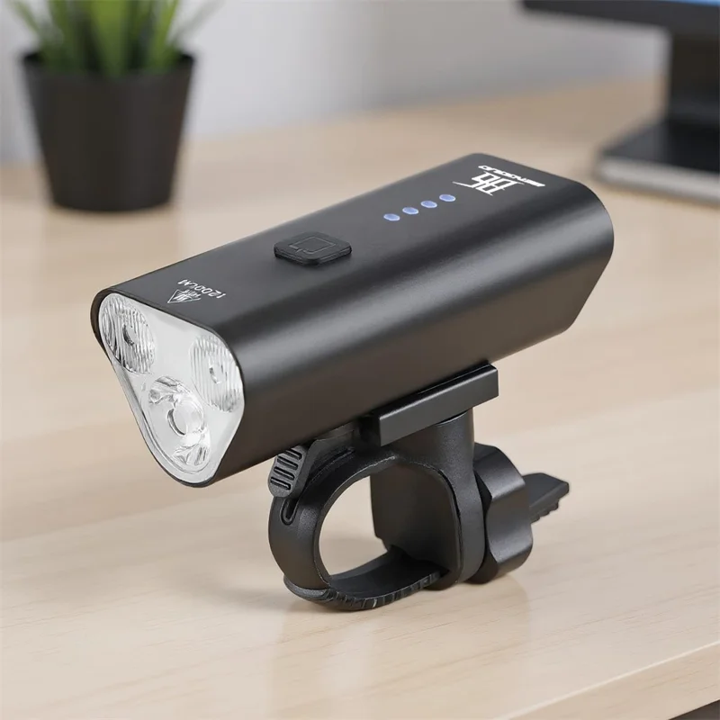 BENGGUO BG-1940 Bicycle Mountain Bike Aluminum Alloy Front Light Night Riding Lamp with Battery Indicator