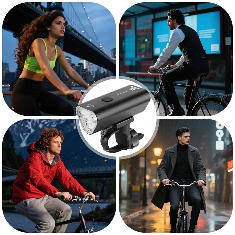 BENGGUO BG-1940 Bicycle Mountain Bike Aluminum Alloy Front Light Night Riding Lamp with Battery Indicator