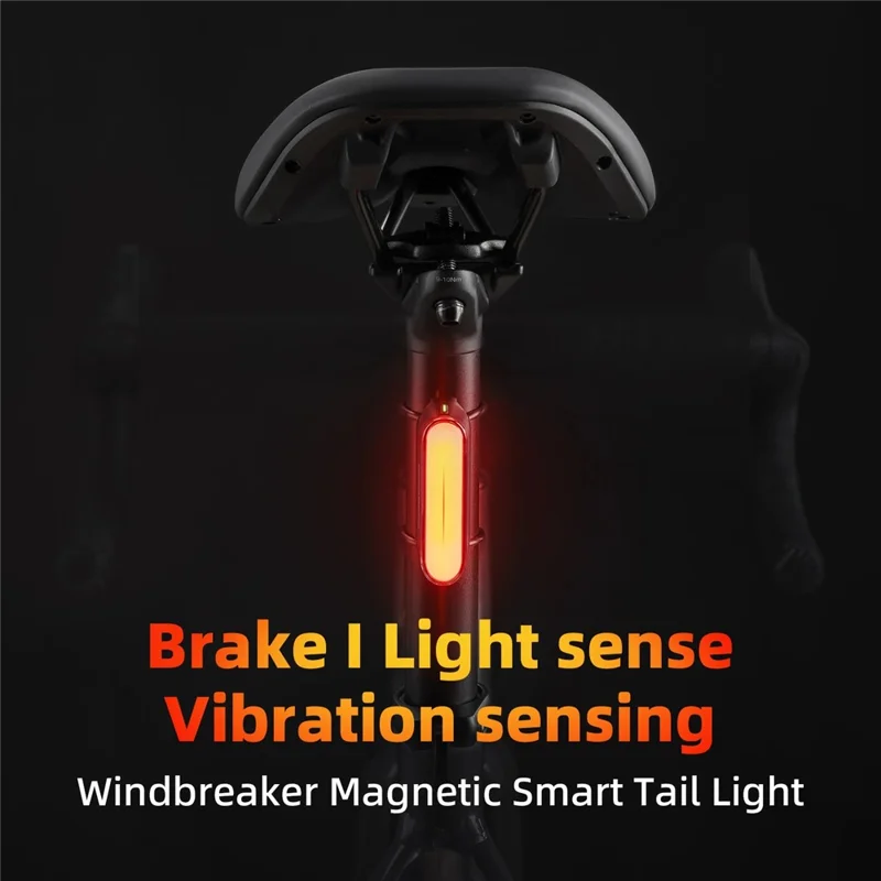ROCKBROS Luce posteriore magnetica smart per bicicletta per mountain bike e bici da strada, per guida notturna, luce posteriore, 24120009 24120009001