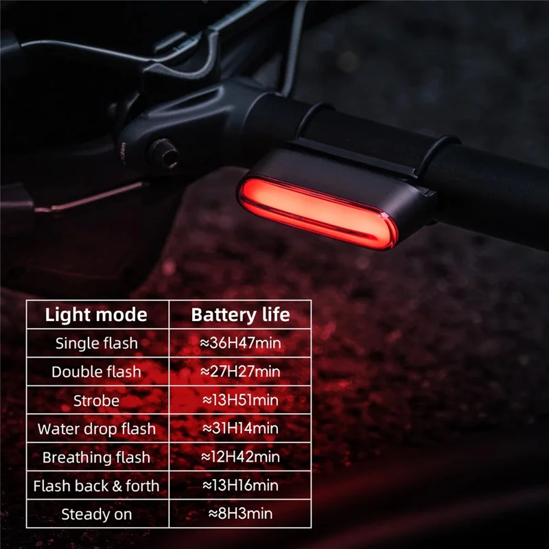 ROCKBROS Luce posteriore magnetica smart per bicicletta per mountain bike e bici da strada, per guida notturna, luce posteriore, 24120009 24120009001