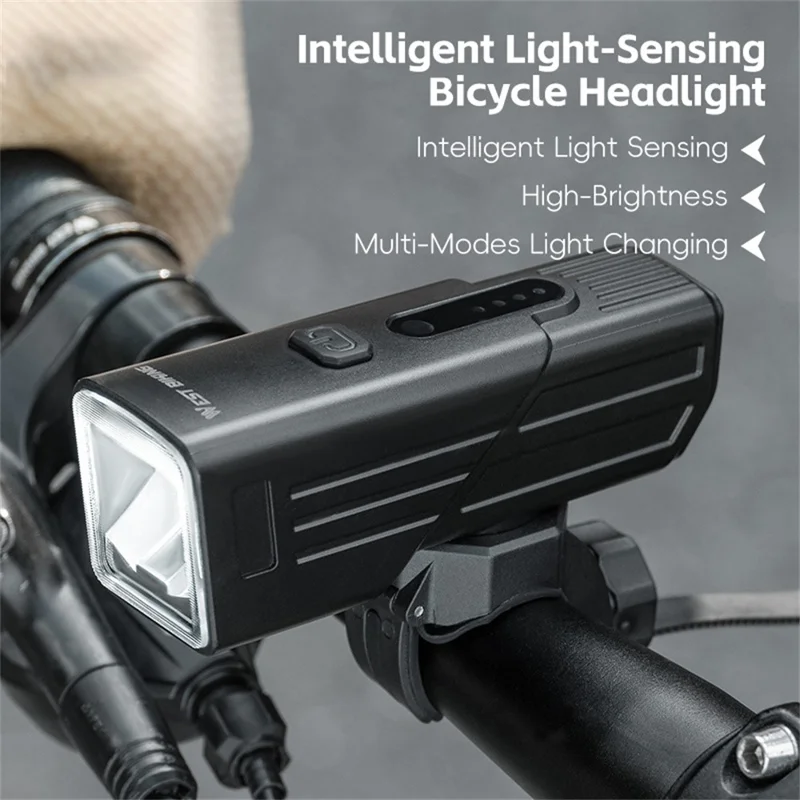 WEST BIKING YP0701488 Bicycle Smart Light Sensing Front Light Flashlight Mountain Bike Cycling Headlight - Beam Spreading