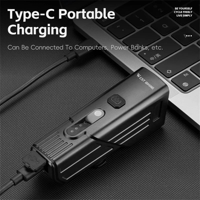 WEST BIKING YP0701488 Bicycle Smart Light Sensing Front Light Flashlight Mountain Bike Cycling Headlight - Beam Spreading