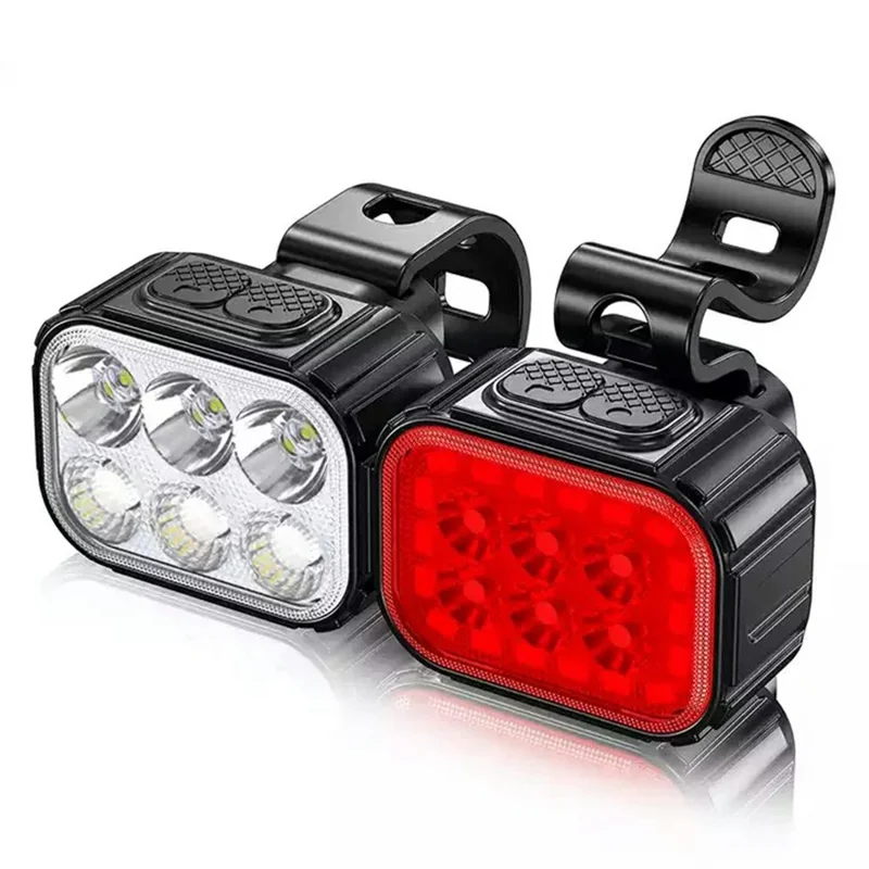 Q6 Bicycle Front and Rear Light Set Waterproof Safety Warning Lamps for Mountain Bike Helmet