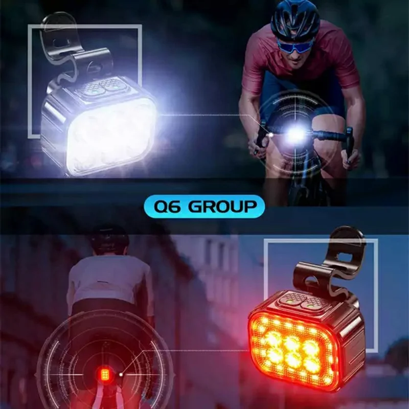Q6 Bicycle Front and Rear Light Set Waterproof Safety Warning Lamps for Mountain Bike Helmet