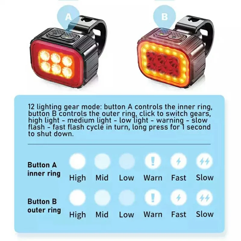 Q6 Bicycle Front and Rear Light Set Waterproof Safety Warning Lamps for Mountain Bike Helmet