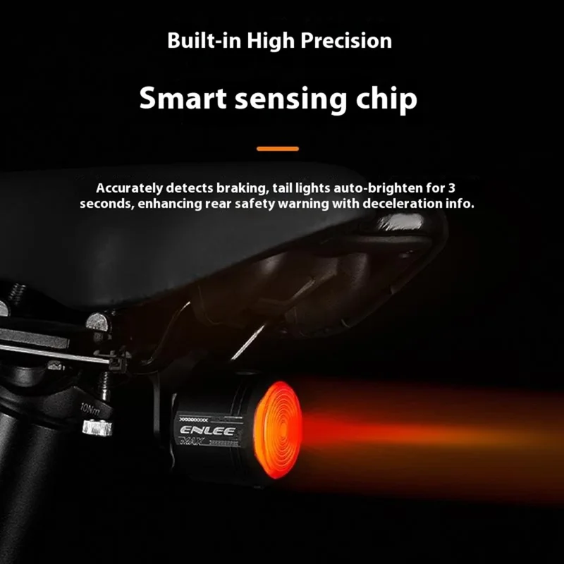 ENLEE Bicycle Smart Sensing Tail Light IP66 Waterproof High Brightness Brake Warning Lamp