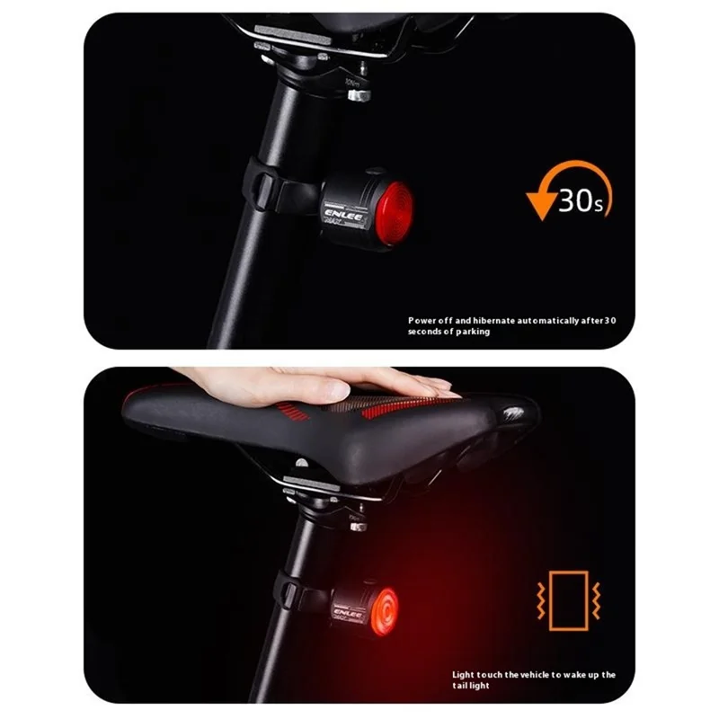 ENLEE Bicycle Smart Sensing Tail Light IP66 Waterproof High Brightness Brake Warning Lamp