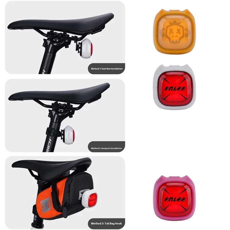 ENLEE Luz Trasera Inteligente de Detección de Emociones para Bicicleta, Luz de Advertencia de Freno para Ciclismo Nocturno en Carretera - Blanco