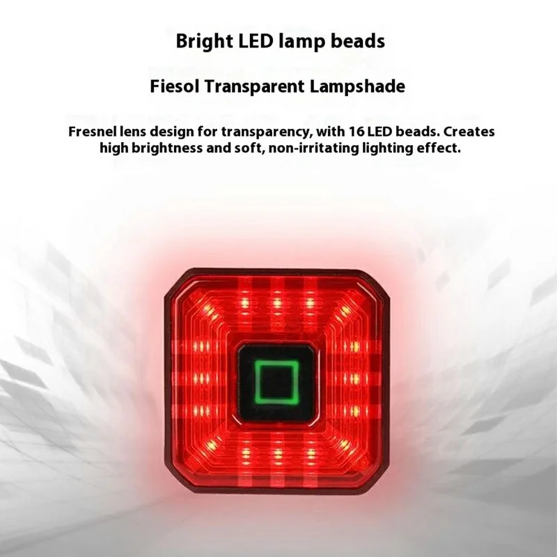WT005 For Bicycle Smart Brake Sensing Square Tail Light USB Rechargeable Night Riding Warning Lamp