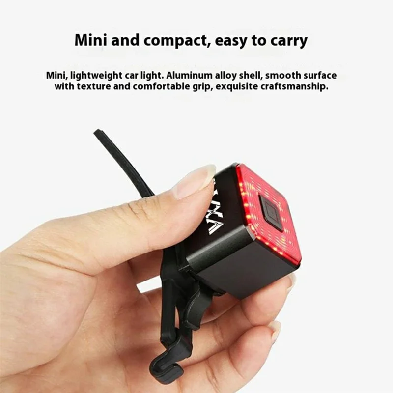 WT005 For Bicycle Smart Brake Sensing Square Tail Light USB Rechargeable Night Riding Warning Lamp