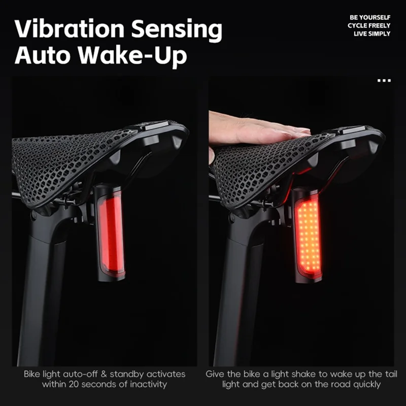 WEST BIKING YP0701492 Feu arrière intelligent à détection de freinage pour vélo de montagne et de route 8 modes Lampe d'avertissement de sécurité LED