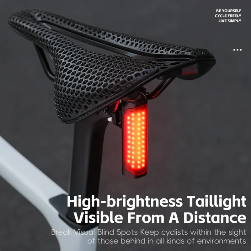 WEST BIKING YP0701492 Feu arrière intelligent à détection de freinage pour vélo de montagne et de route 8 modes Lampe d'avertissement de sécurité LED