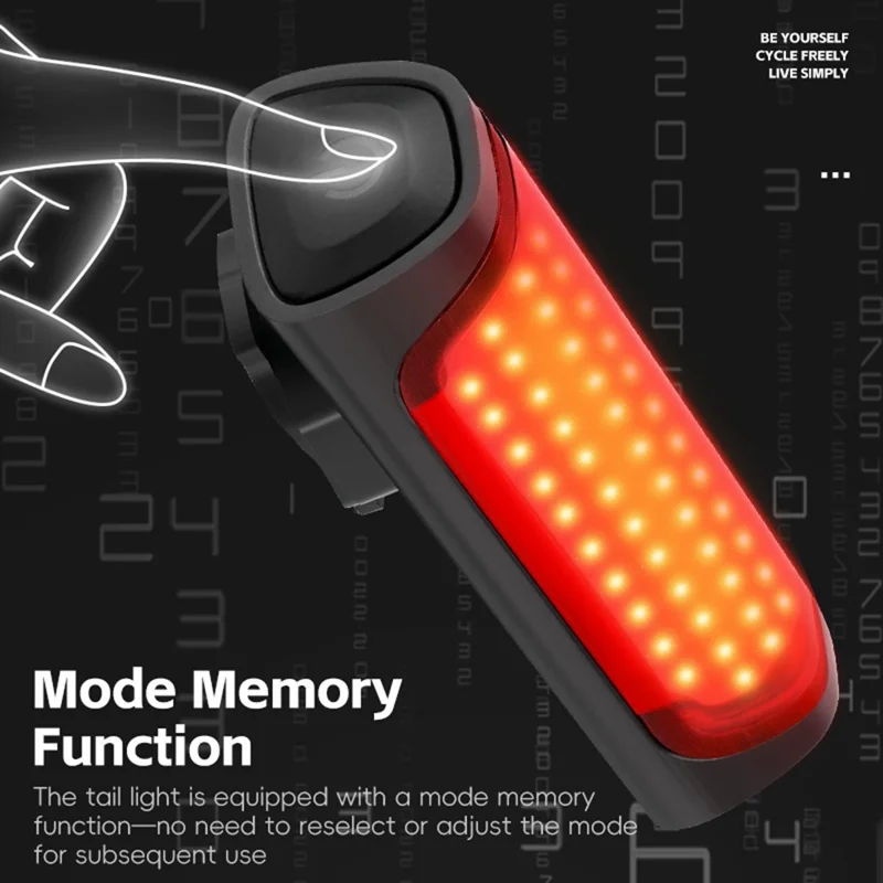 WEST BIKING YP0701492 Feu arrière intelligent à détection de freinage pour vélo de montagne et de route 8 modes Lampe d'avertissement de sécurité LED