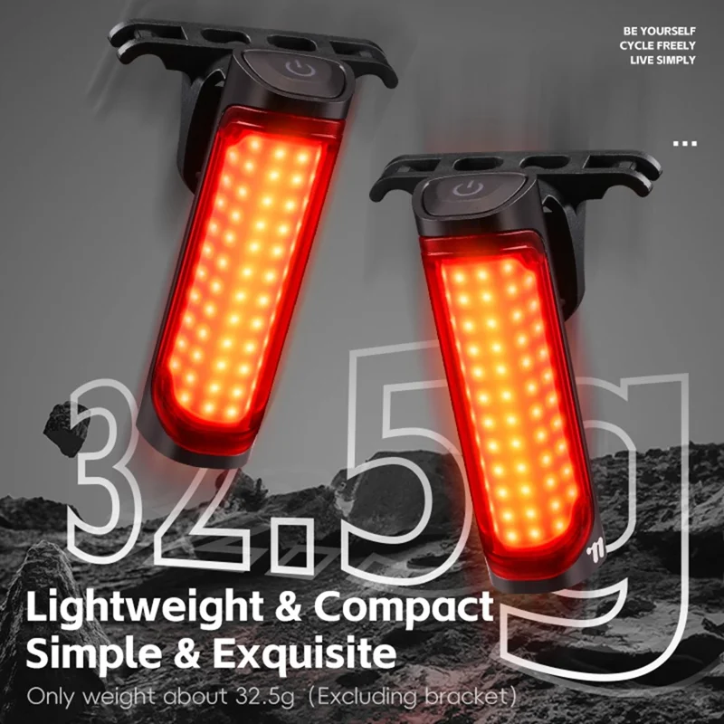 WEST BIKING YP0701492 Feu arrière intelligent à détection de freinage pour vélo de montagne et de route 8 modes Lampe d'avertissement de sécurité LED