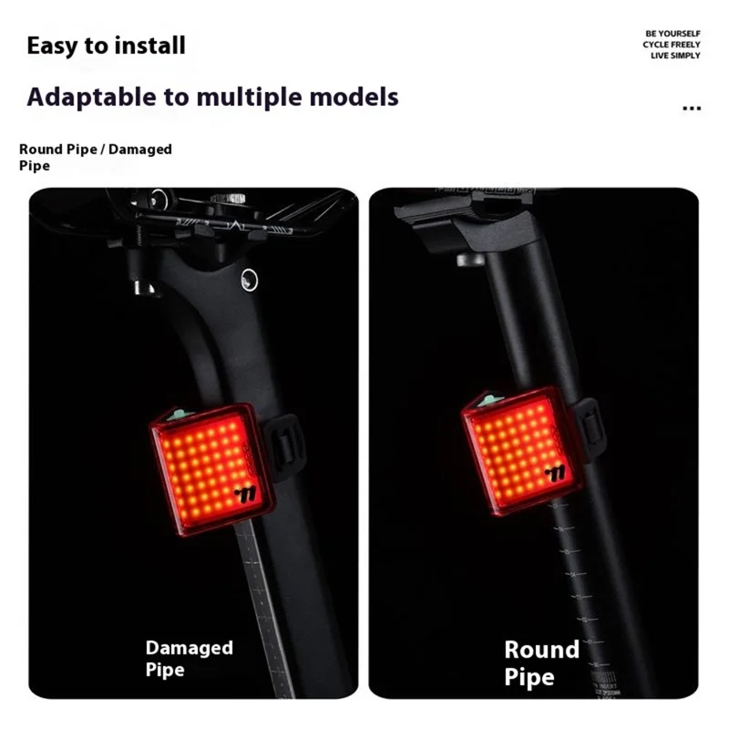 WEST BIKING YP0701494 Size S Bike Tail Light Triangle Shape 8 Modes COB LED Safety Warning Lamp for Mountain Road Bicycle