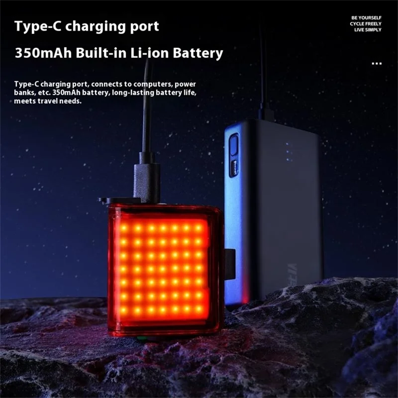 WEST BIKING YP0701494 Size S Bike Tail Light Triangle Shape 8 Modes COB LED Safety Warning Lamp for Mountain Road Bicycle