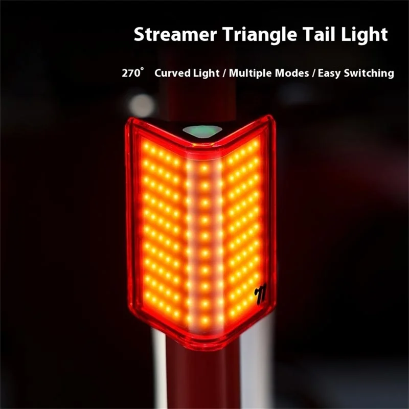 WEST BIKING YP0701495 Size L Bike Tail Light Triangle Shape 8 Modes COB LED Safety Warning Lamp for Mountain Road Bicycle