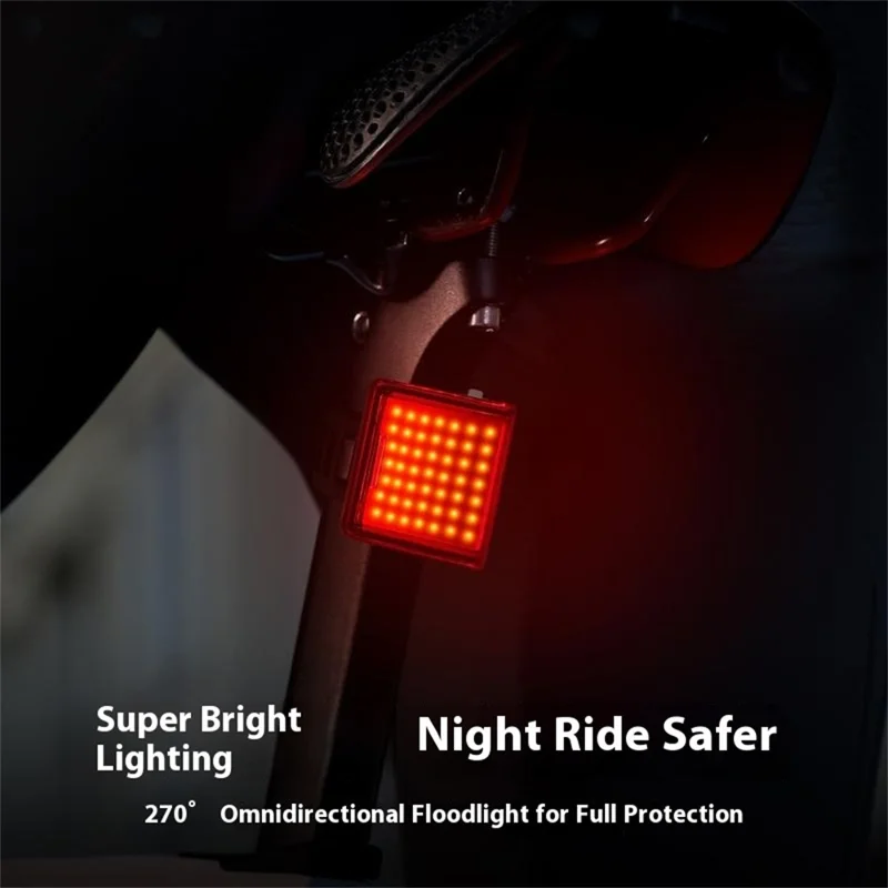 WEST BIKING YP0701495 Size L Bike Tail Light Triangle Shape 8 Modes COB LED Safety Warning Lamp for Mountain Road Bicycle