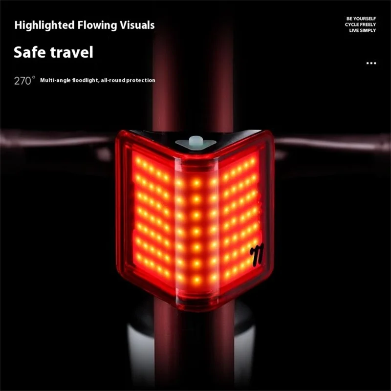 WEST BIKING YP0701495 Size L Bike Tail Light Triangle Shape 8 Modes COB LED Safety Warning Lamp for Mountain Road Bicycle