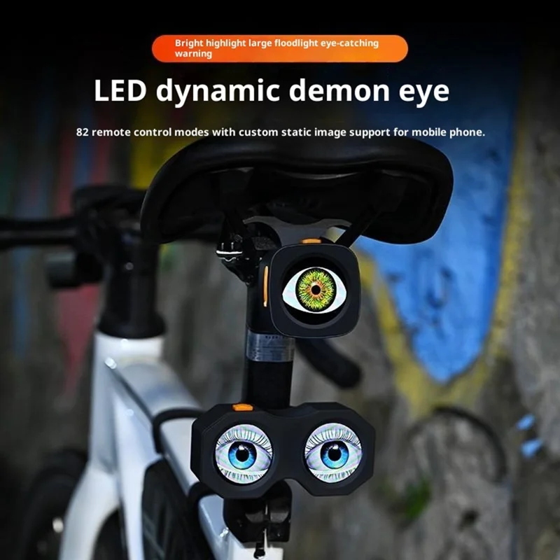 Diavolo Occhio Design Luce LED RGB Fanale Posteriore Fibra di Carbonio Chiaro Luci Doppie con Controllo APP per Modifica Bici