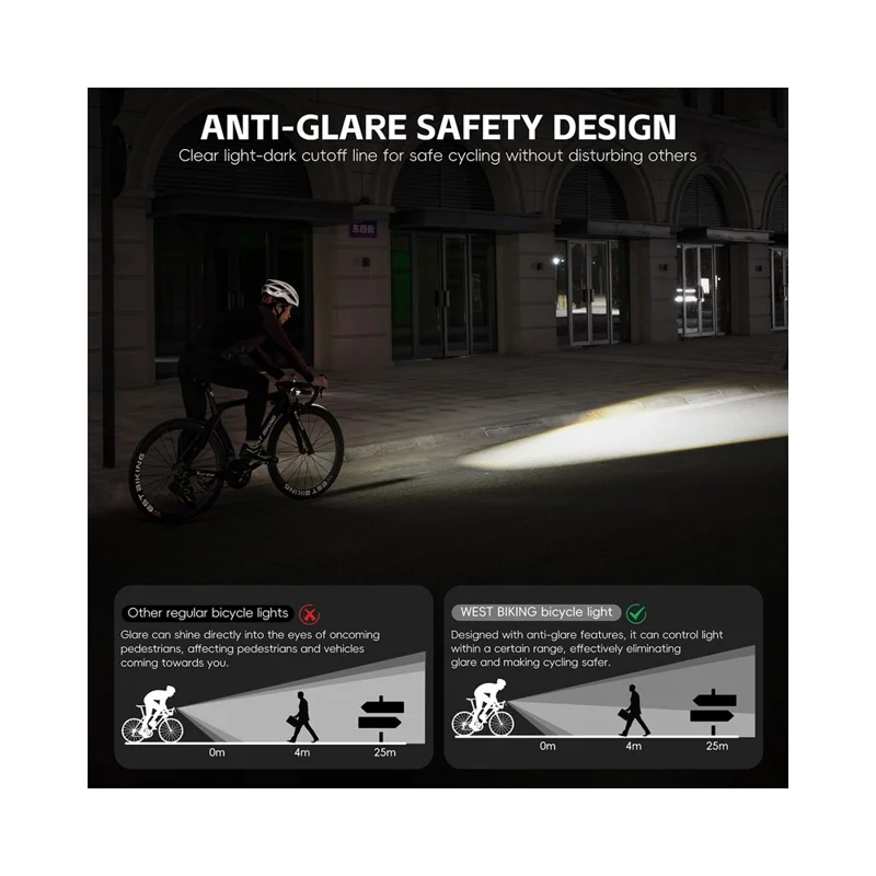 WEST BIKING YP0701497 1600 Lumen Fahrrad-Frontlicht mit drahtloser Fernbedienung und hoher Helligkeit