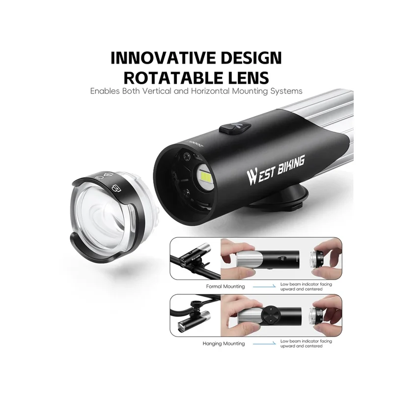 WEST BIKING YP0701498 2000 Lumens Bike Front Light Wireless Remote Control High Brightness Cycling Headlight
