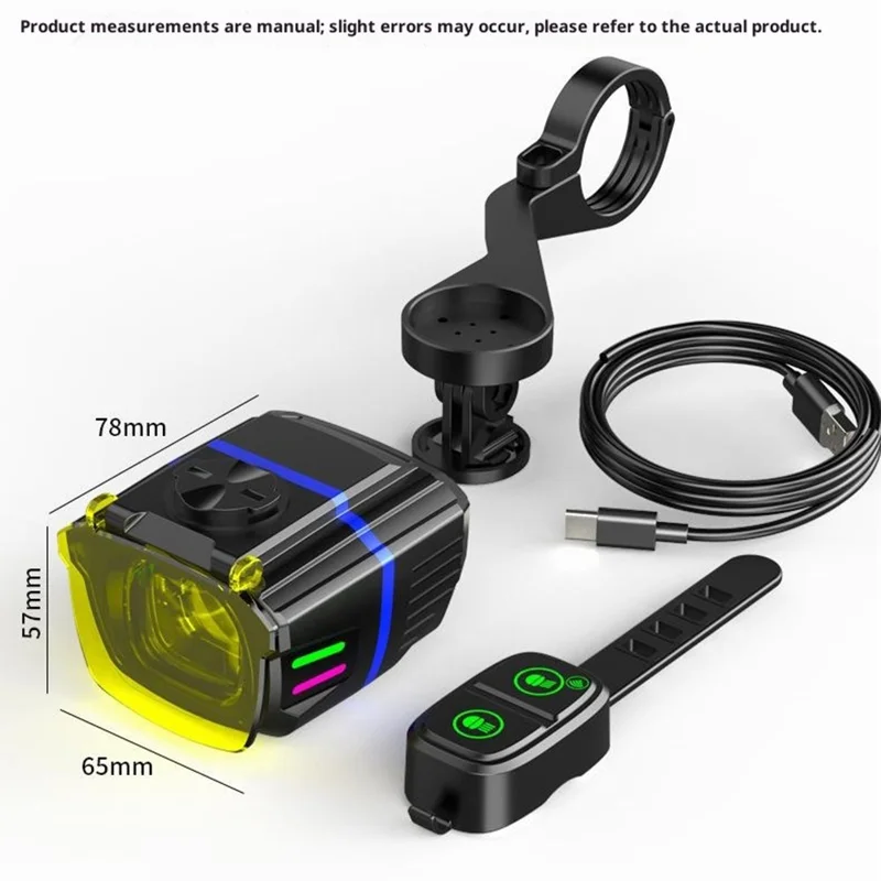 BENGGUO BG-1955 IP44 Waterproof Bike Headlight Wireless Remote Control Bicycle Front Light High Bright LED Anti-Glare - Black